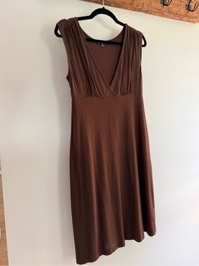 GAP Brown Sleeveless Wrap-Front Midi Dress — Size S